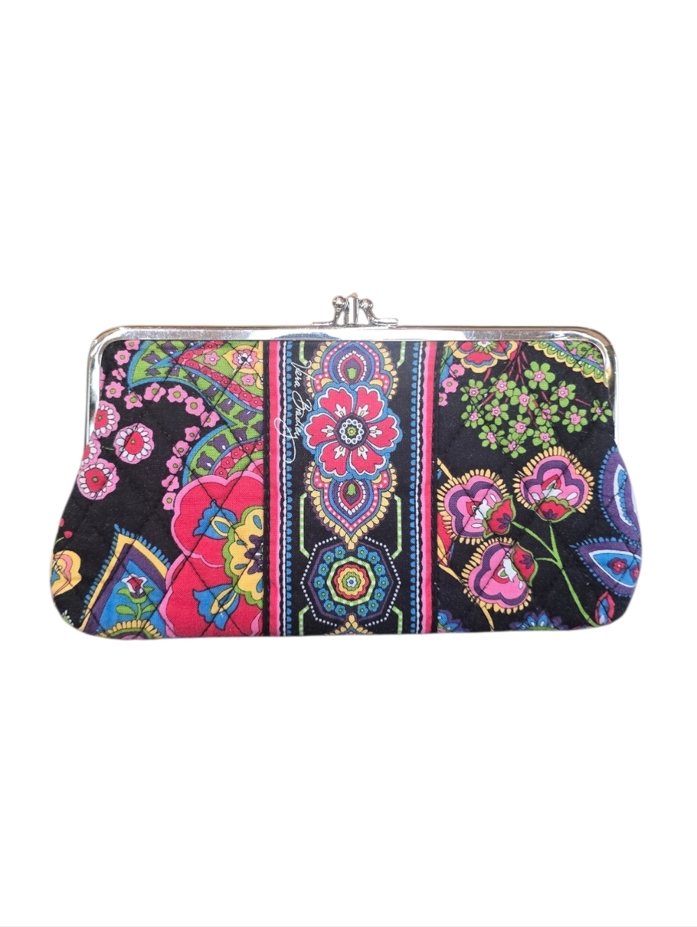 Vera Bradley Symphony In Hues Black Pink Double Kisslock Clutch Wallet